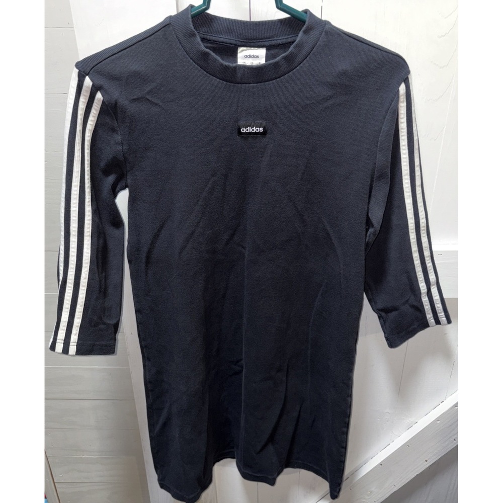 Adidas Three Stripe Black Half Sleeve Dress Women's Medium Sport